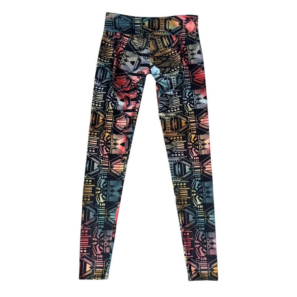 ONZIE Rainbow Geometric Abstract Low Rise Leggings Hot Yoga Pants Size S/M - Picture 5 of 8